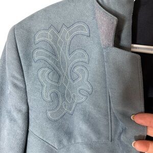 PAGANO WEST Vintage Microsuede Faux Suede Baby Blue Sport Coat Blazer Size 44L